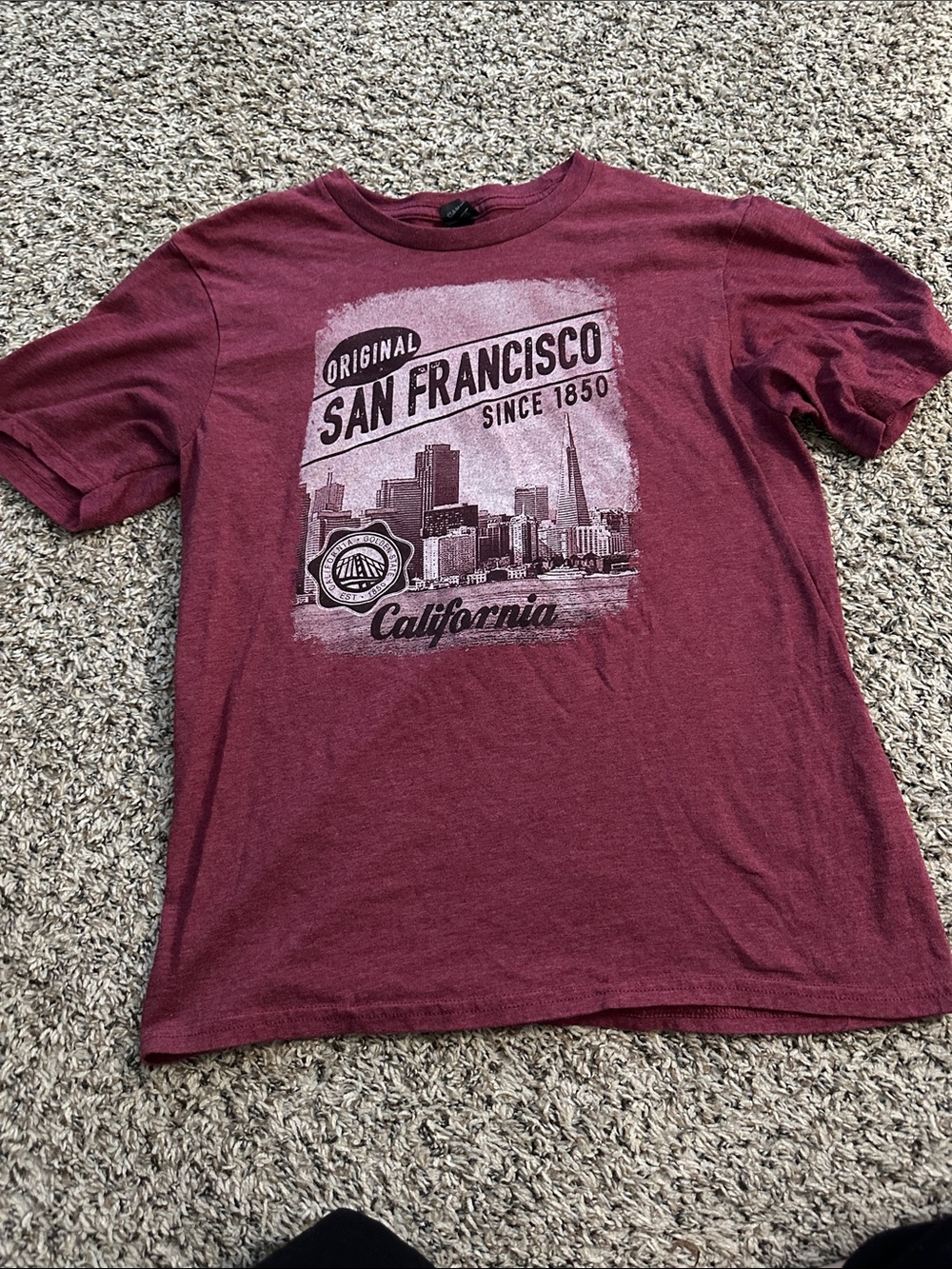 Men's San Francisco Graphic Tee in Burgundy - Classic Casual  (MRO)